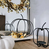Matte Black Wire Pumpkin Candleholder