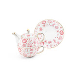 Christmas Toile Pink Bow Fine Porcelain Tea For One Set