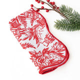 (Set of 4) Nutcracker Toile Scalloped Dinner Napkins
