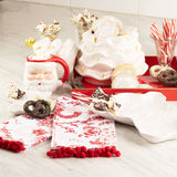 Santa Toile PomPom Kitchen Towel