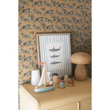 Whales on Stripes Framed Antique Art