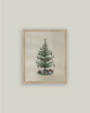 Vintage Tree with Bows Framed Antique Art: 5x7