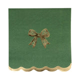 Gold Bow Scalloped Cocktail Napkin