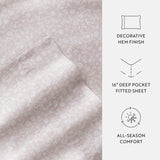 Rustic Jacobean Cotton Sateen Patterned Sheet Set in Mauve (300 Thread Count)