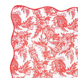 (Set of 4) Nutcracker Toile Scalloped Dinner Napkins