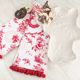 Santa Toile PomPom Kitchen Towel