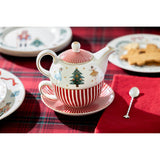 Nutcracker Wonderland Red Stripes Fine Porcelain Tea For One