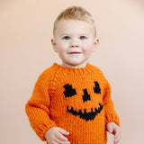 Jack-o-lantern Hand-Knitted Baby Sweater