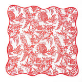 (Set of 4) Nutcracker Toile Scalloped Dinner Napkins