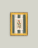 Holly Bells on Stripes Framed Antique Art 5x7
