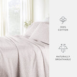 Rustic Jacobean Cotton Sateen Patterned Sheet Set in Mauve (300 Thread Count)