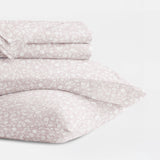 Rustic Jacobean Cotton Sateen Patterned Sheet Set in Mauve (300 Thread Count)