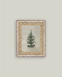 Vintage Tree with Bows Framed Antique Art: 5x7