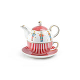Nutcracker Wonderland Red Stripes Fine Porcelain Tea For One
