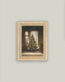 Glowing Christmas Tree Framed Antique Art: 7x9