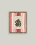 Peppermint Stripe Tree Framed Antique Art: 5x7