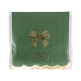 Gold Bow Scalloped Cocktail Napkin