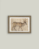 Vintage Reindeer Framed Antique Art: 10x8