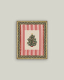 Peppermint Stripe Tree Framed Antique Art: 5x7