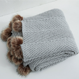 Paige Chenille Knit Pompom Blanket