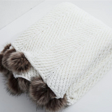 Paige Chenille Knit Pompom Blanket