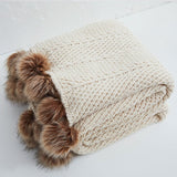 Paige Chenille Knit Pompom Blanket