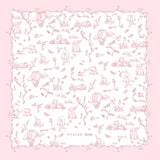 Toile De Jouy Double-Sided Organic Cotton Blanket in Pink
