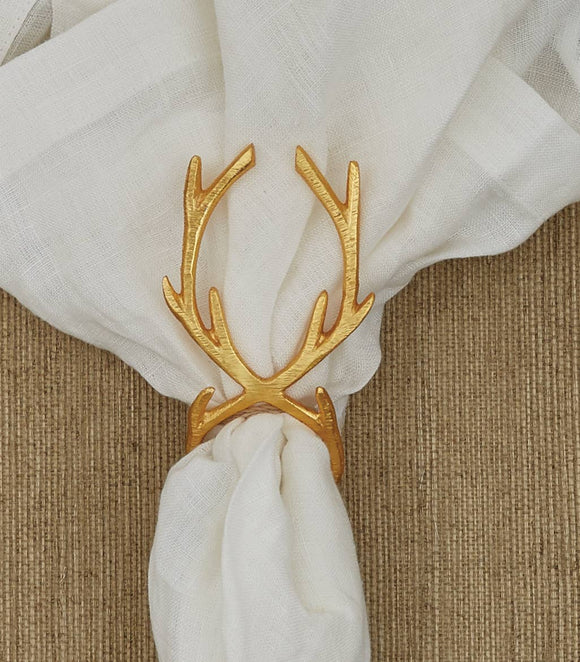(Set of 4) Gold Reindeer Napkin Ring