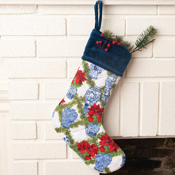 Poinsettias Quilted Stocking