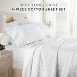 Rustic Jacobean Cotton Patterned Sheet Set in Light Blue