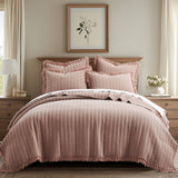 Wilhemina Dusty Rose Quilt Set: Dusty Rose / Full/Queen