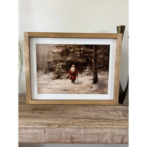 Vintage Santa Walking in the Woods Wall Art 12x8"