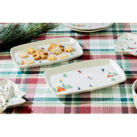 Winter Ski Slope Stoneware Serving Tray