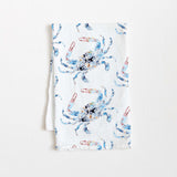 Amanda Klein Watercolor Floral Blue Crab Flour Sack Tea Towel