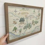 Winnie the Pooh Vintage Map - Disney Canvas Art with Wood Frame: 12x18"