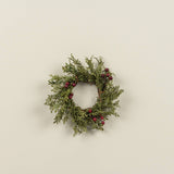 7" MINI LEAF TAPER CANDLE RING W/ BURGUNDY BERRIES