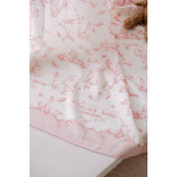 Toile De Jouy Double-Layer Muslin Blanket in Pink: 27.5” x 27.5”