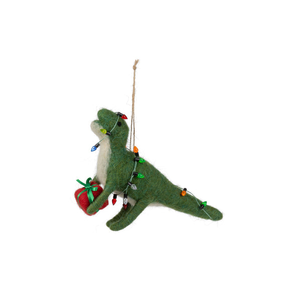 Felt Dinosaur with Present Ornament