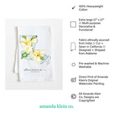 Amanda Klein Watercolor Floral Blue Crab Flour Sack Tea Towel