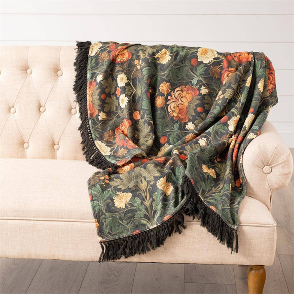 Moody Fall Florals Throw Blanket