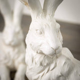 Large Faux Stone Posed White Rabbits