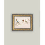 Biking Bunnies Framed Antique Art: 16x12