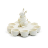 Bunny Figurine 9 Count Fine Porcelain Egg Basket Tray