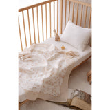 Toile De Jouy Double-Layer Muslin Blanket in Beige: 27.5” x 27.5”