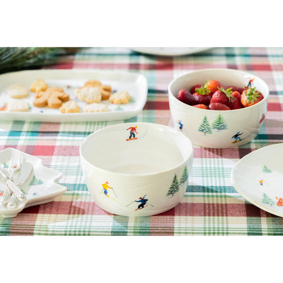 Winter Ski Slope Stoneware Bowl
