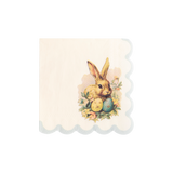 Vintage Easter Bunny Scallop Paper Cocktail Napkin