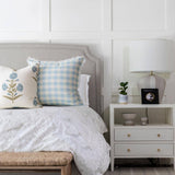 Flora Blue Zinnia Block Print Pillow