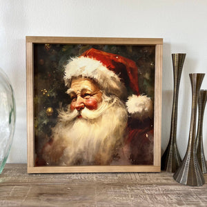 Vintage Santa Wood Art 7x7"