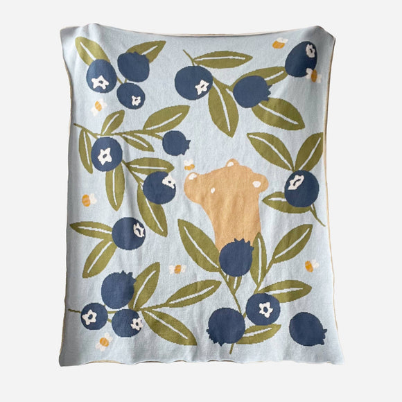 Blanket Blueberry Bear Bee Organic Cotton Baby Blanket
