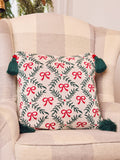 Holiday Bow Trellis Tassel Throw Pillow